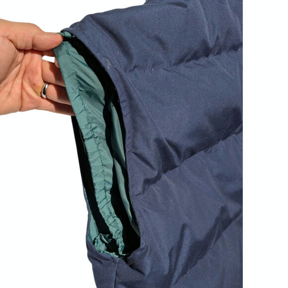 Vintage Eddie Bauer Lined Goose Down Puffer Vest Navy Blue Size Large - Picture 10 of 16